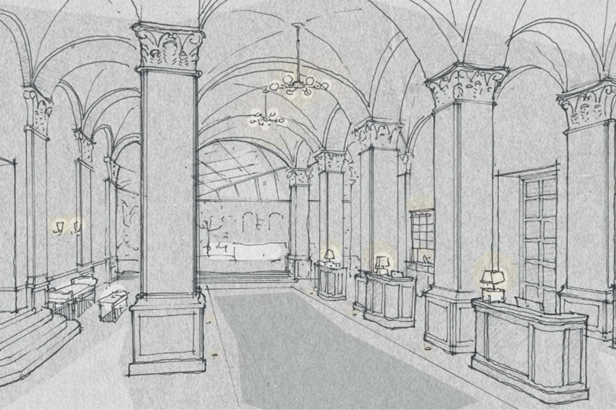 Architectural sketch of a hotel project by Private Palace Hotels & Resorts