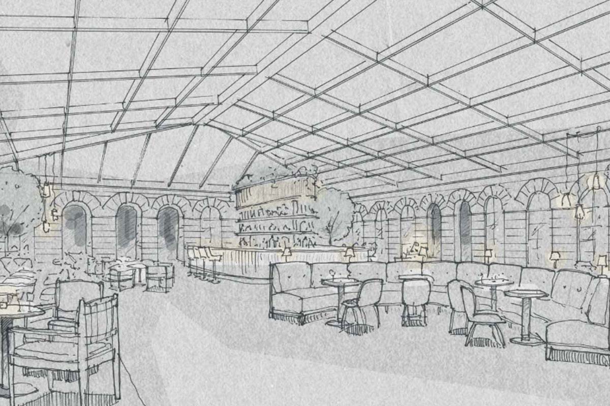 Architectural sketch of a planned luxury hotel by Private Palace Hotels & Resorts in Budapest